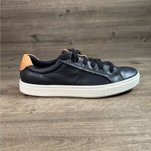Ecco Kyle Classic Leather Mens Sneakers/Shoes Black/Tan/White Size 11